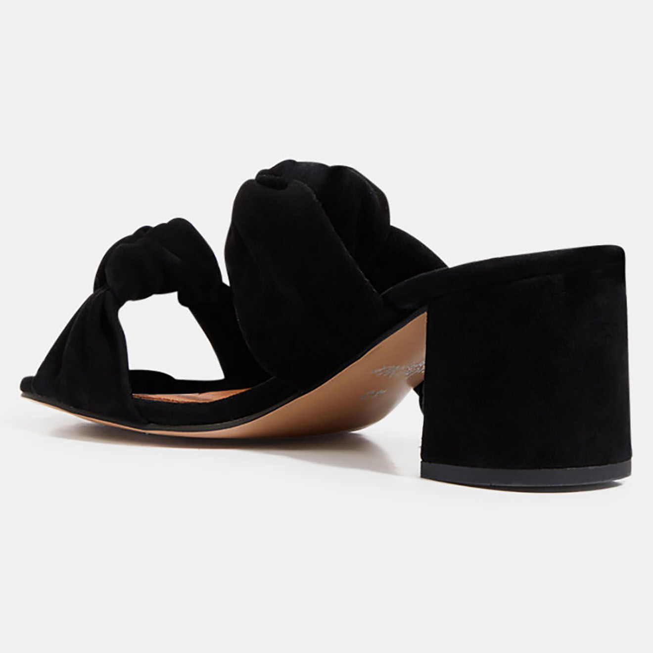 Galeries Lafayette Mules à talon en Velours de Cuir noires - Talon 5.5 cm