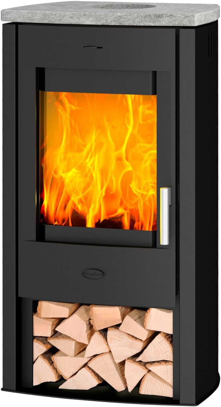 Fireplace K5732 Tuvalu Kaminofen Stahl Schwarz | Topplatte Speckstein/A+