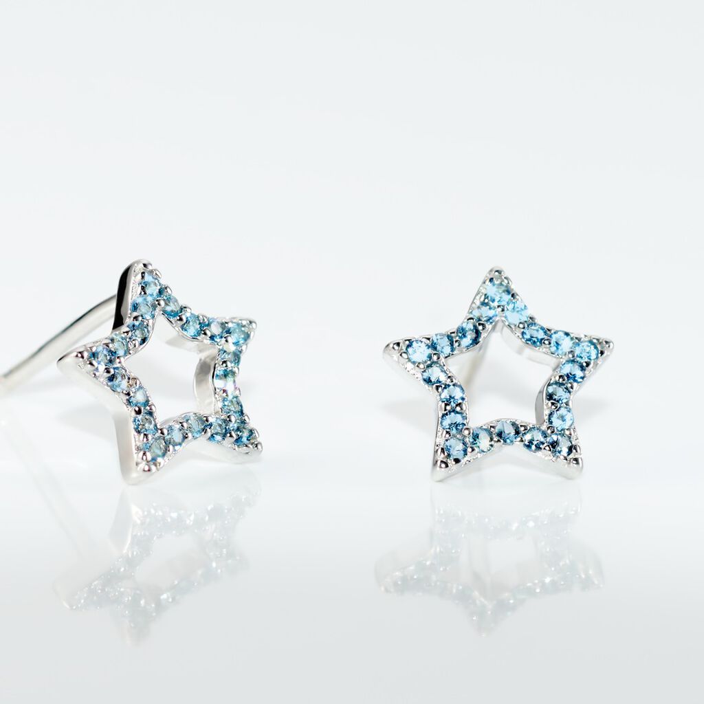 Boucles D'oreilles Puces Dmitri Argent Blanc Oxyde De Zirconium