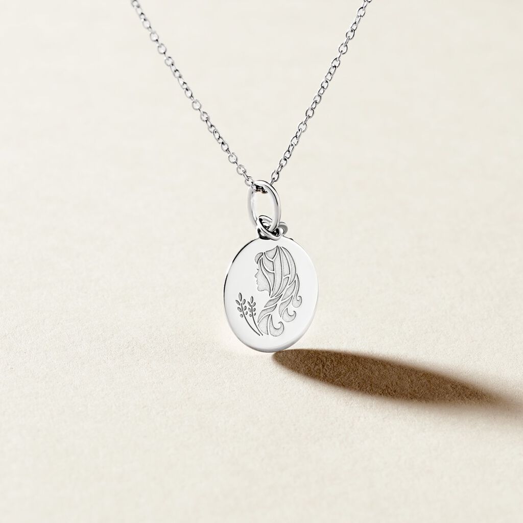 Pendentif Zodiaque Rond Argent Blanc