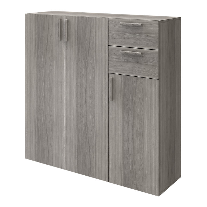 Buffet avec portes et tiroirs effet chêne grisé GoodHome Atomia H. 112,5 x L. 112,5 x P. 37 cm