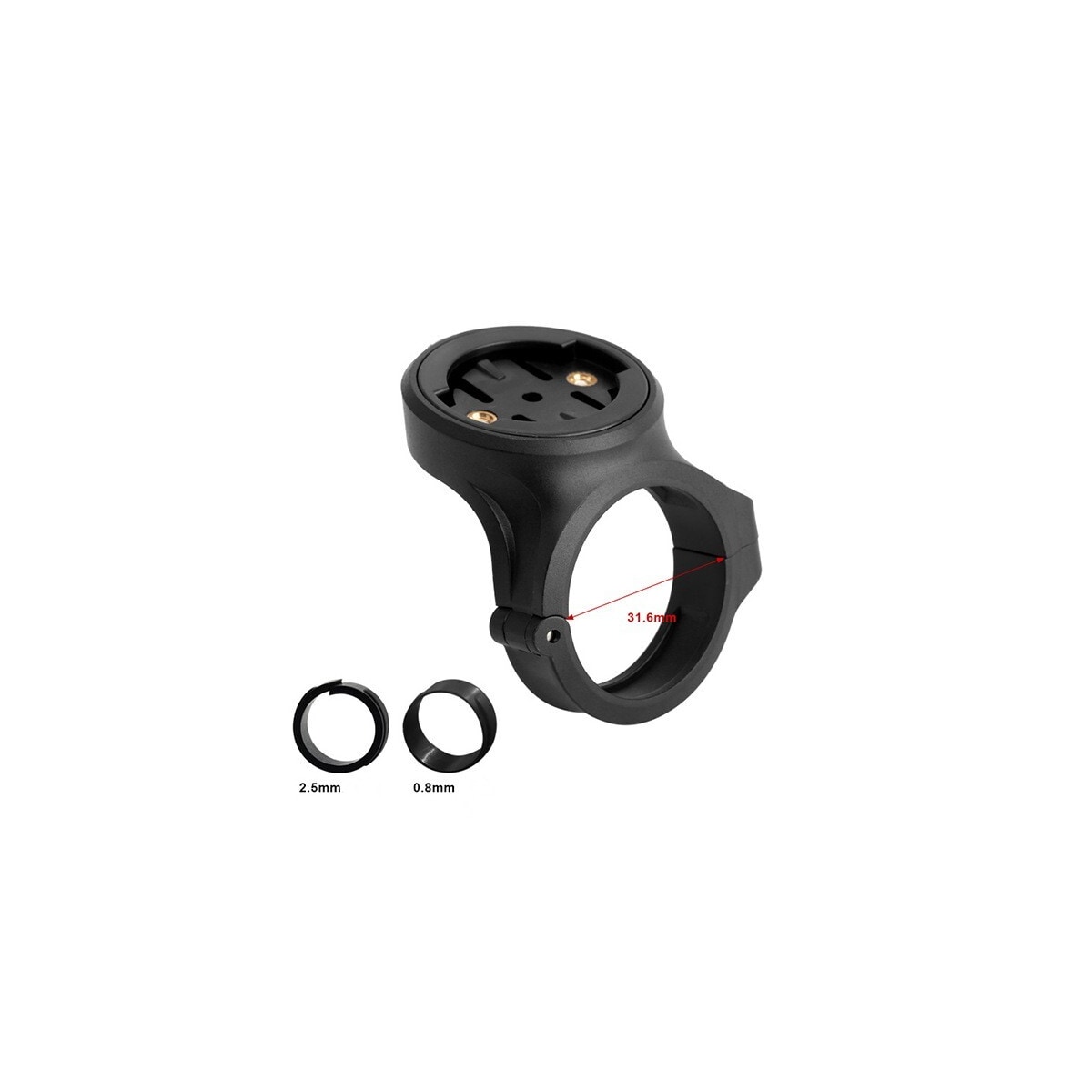 Brakett for montering av Garmin Varia radar-baklys og Edge 130 computer Sort