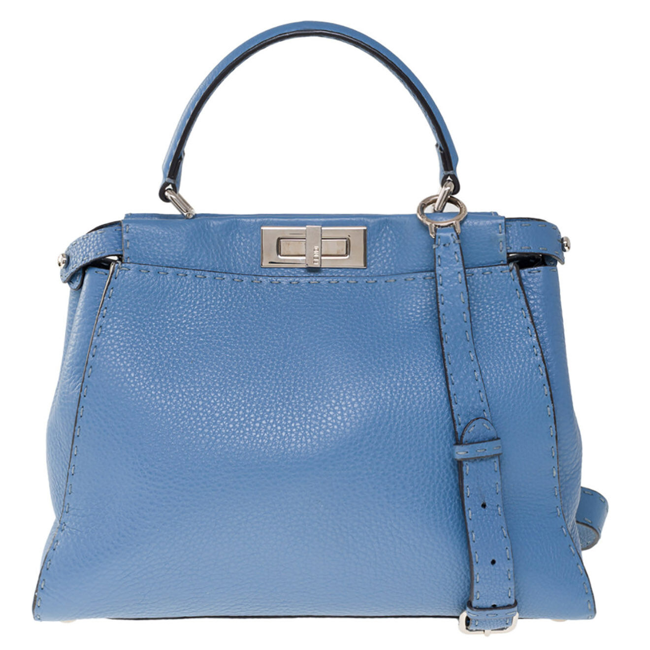 Fendi Sac Peekaboo Medium Fendi en Cuir bleu Etat: Parfait état - Longueur 35 cm