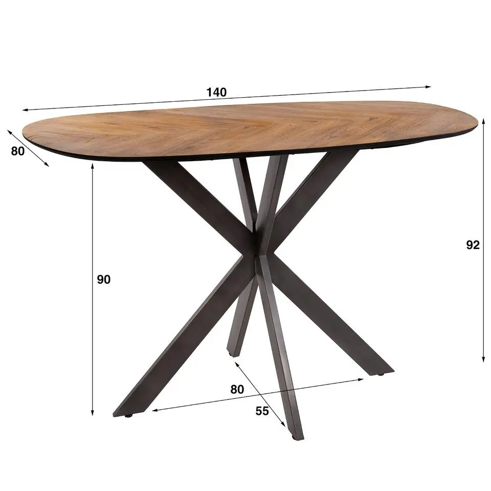 Bartafel Organisch - Naturel Gerecycled Teak - 140x80x92cm