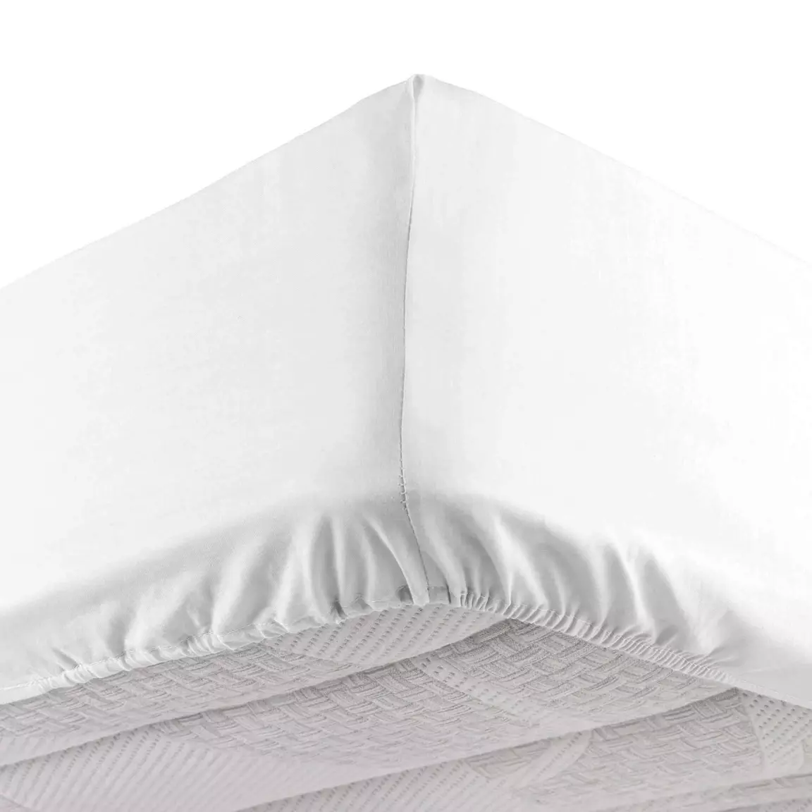Drap housse coton lavé (160 x 200 cm) Linette Blanc