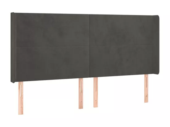 Sommier tapissier matelas et LED Gris foncé 180x200 cm Velours