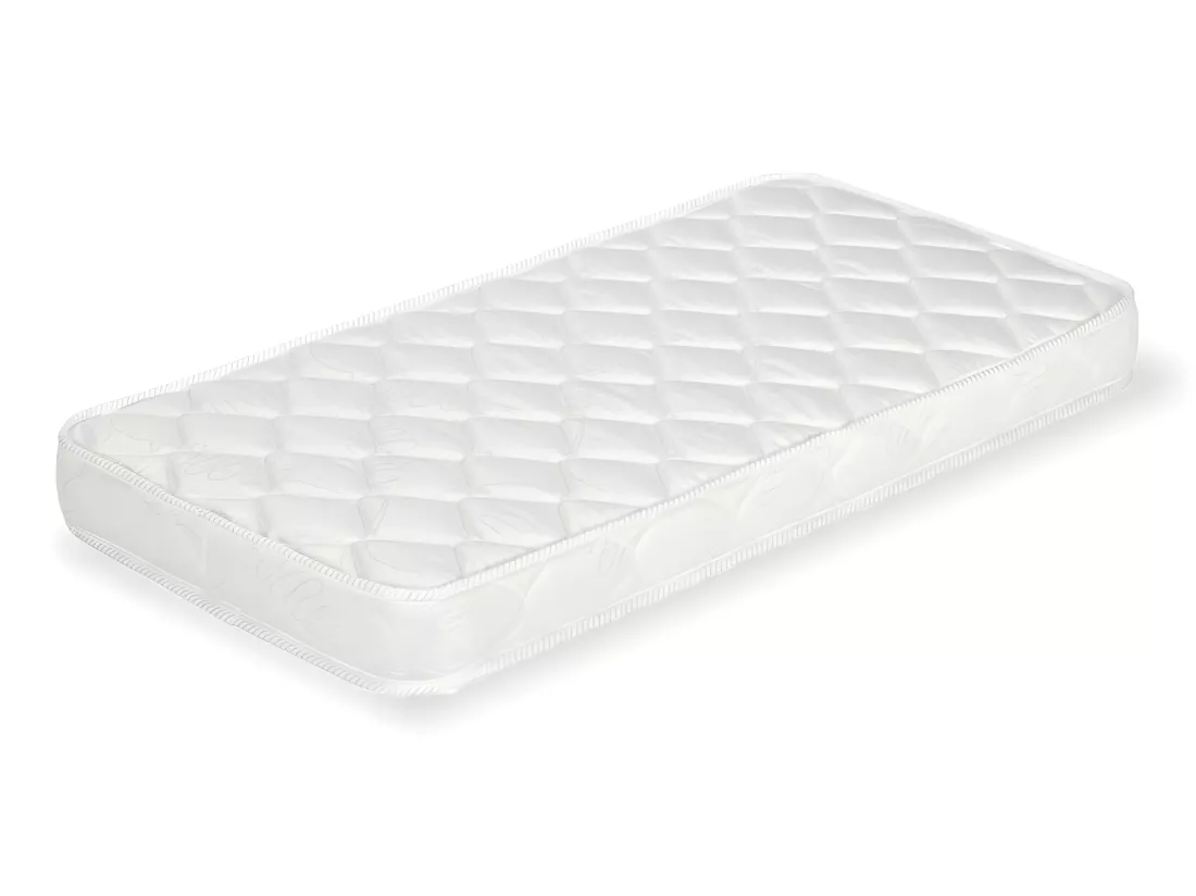 Pack lit bébé évolutif avec matelas 70x140 cm panneaux de fibres blanc et noisette KOMBU