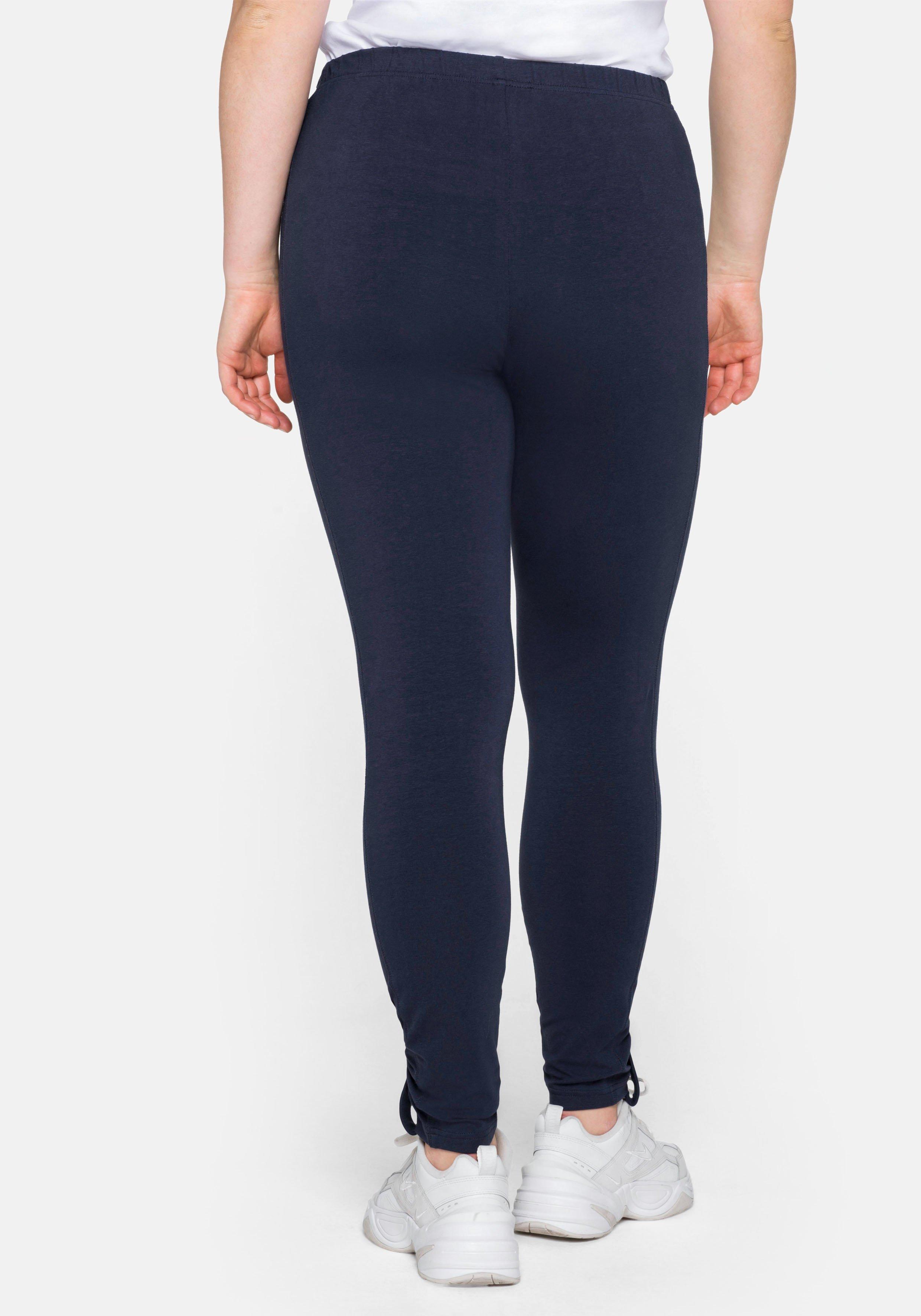 Leggings in Ankle-Länge, mit Knopf-Detail am Saum