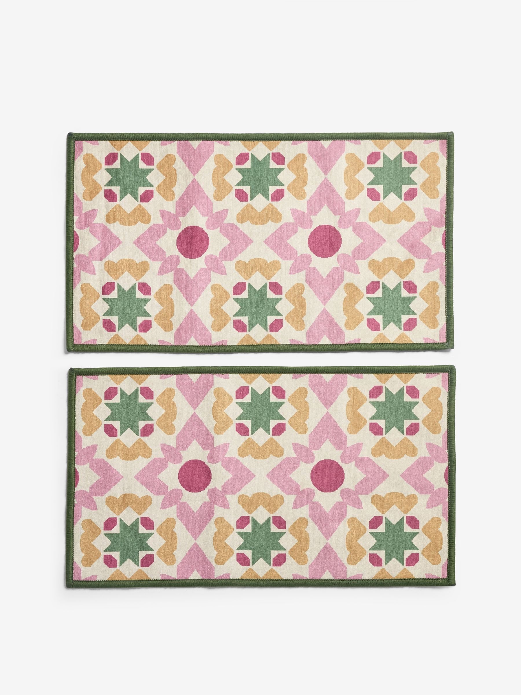 Set van 2 afwasbare deurmatten met geometrische Tile print