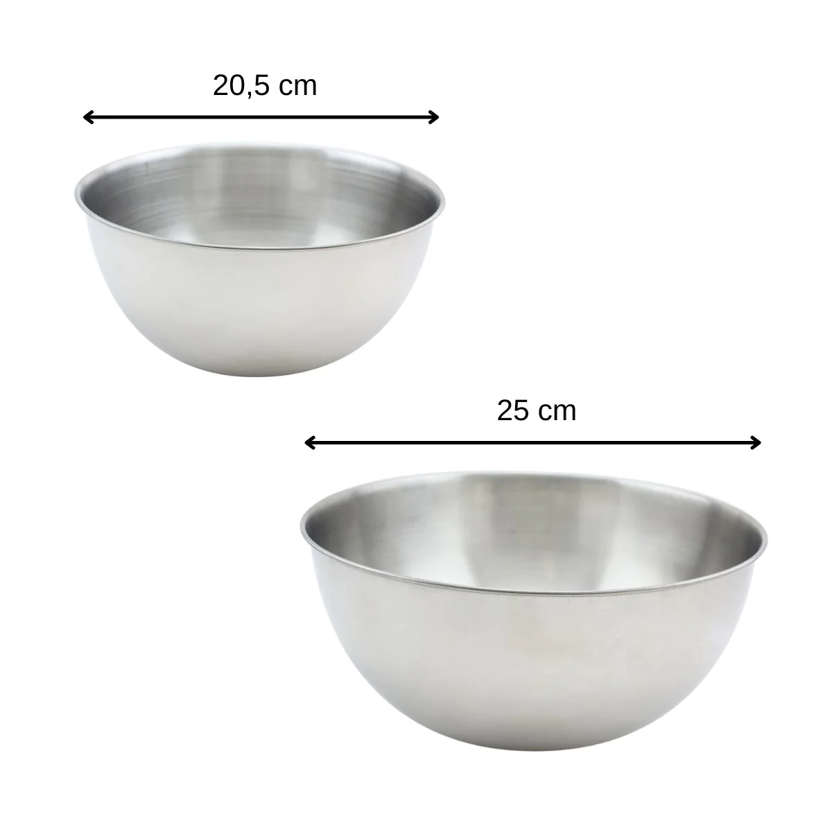 Set de 2 bols à mixer en inox 20,5 et 25 cm Basic Fackelmann