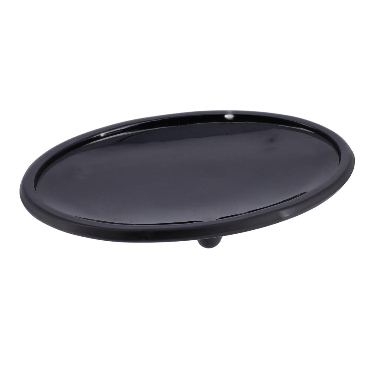 PORTE SAVON OVALE VERRE MOTIFS POINTS NOIR