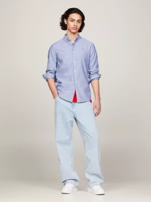 Camisa de algodão Oxford stretch com corte slim.