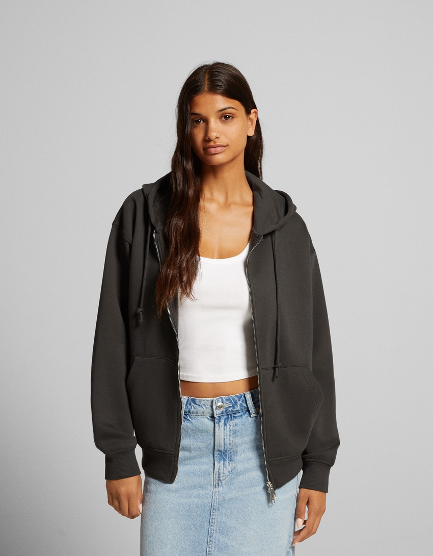 Moletom com zíper oversized