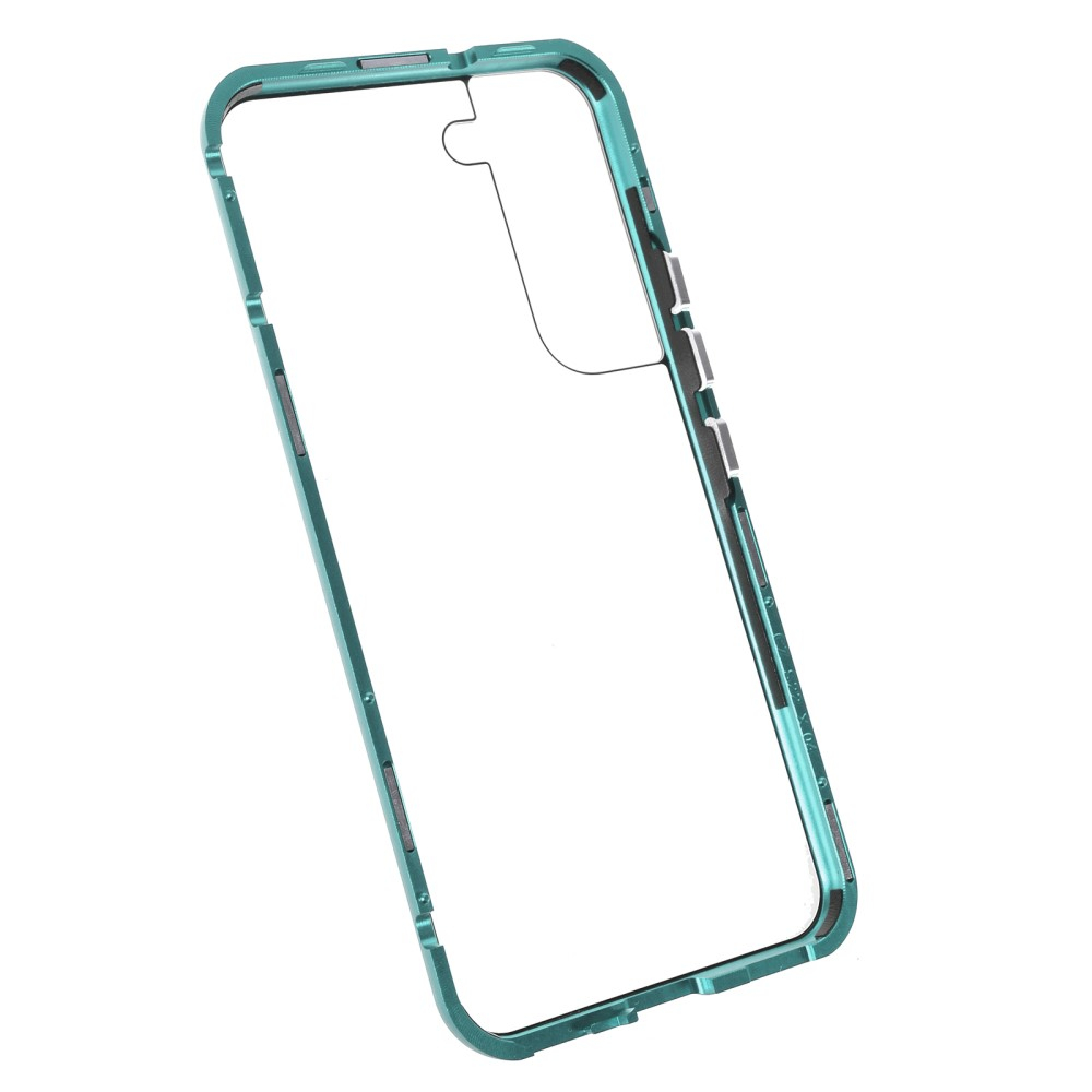 Samsung Galaxy S22 5G Magnetische Alu Schutzhülle mit Panzer Glas Backcover   Displayschutz (Magnet-Technologie) - Grün