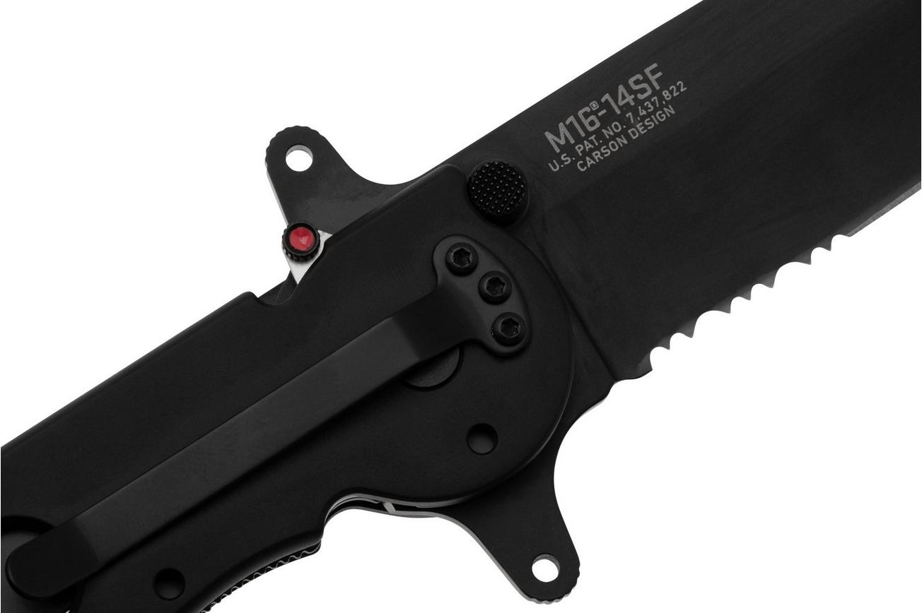 CRKT M16-14SF Black Aluminum, Triple Point Serrations, zakmes, Kit Carson Design