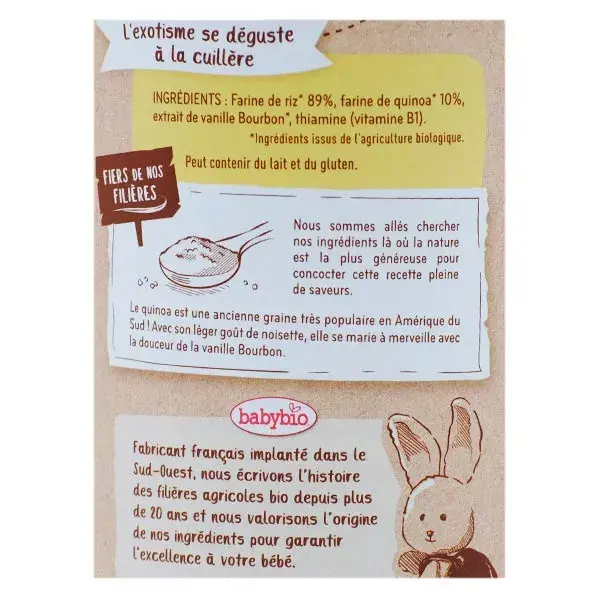 Babybio 5 Grãos Baunilha Arroz, Trigo, Aveia, Centeio, Quinoa +6 meses Orgânico 220g