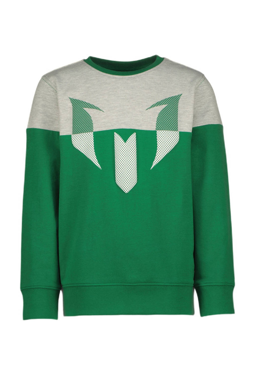Vingino sweater Nessi met printopdruk groen/grijs