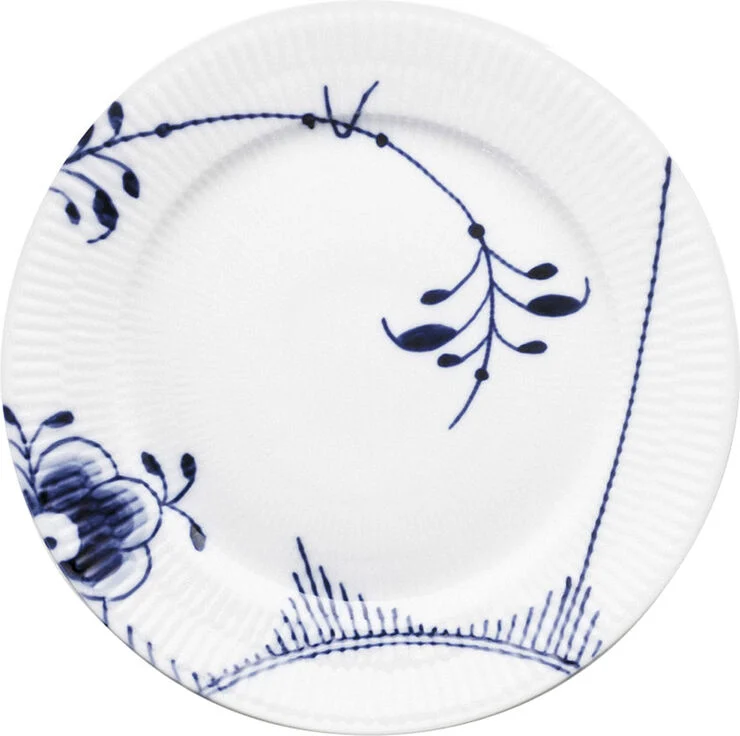 Royal Copenhagen Blå Mega Riflet 27 cm. tallerken Hvid, blå