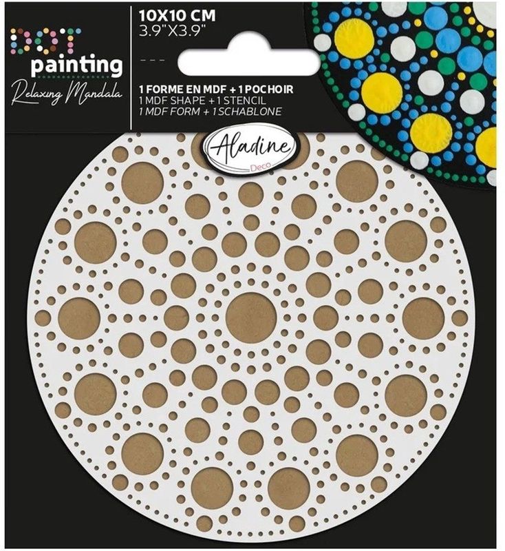 Kunst - Stipkunst Set - Houten Ondergrond - Kunststof Sjabloon - Mandala