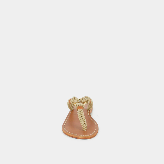 Sandales façon tongs et anneaux  en corde beige