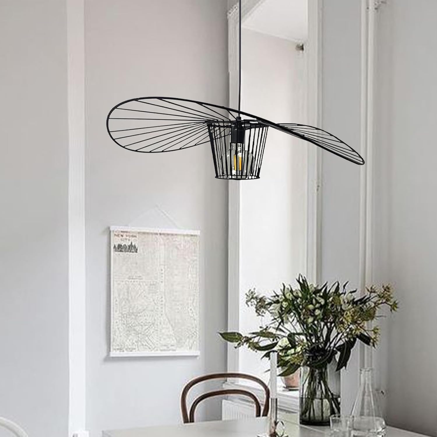 100% Metall bamyum Genova Vertigo Lampe, Hängelampe Schwarz Ø70 cm 1 flammig, Küchenlampe Hängend Schwarz, Lampenschirm Hängelampe Esstisch Wohnzimmer, Pendelleuchte Esstisch Wohnzimmer, Lampe Vertigo