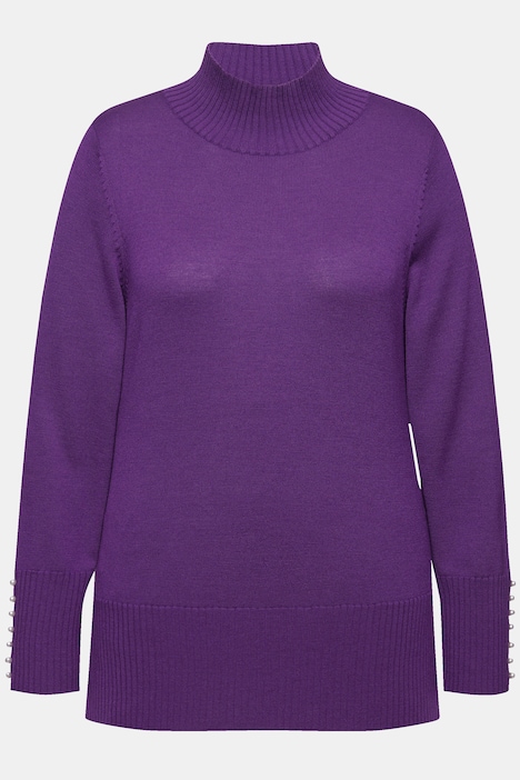 Pullover, Woll-Seidenmischung, Stehkragen, Zierperlen