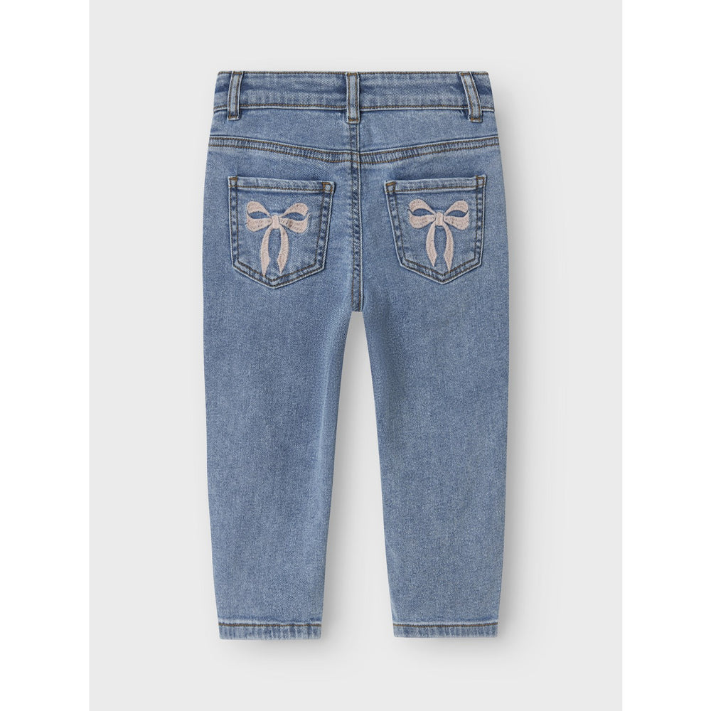 Køb Name It Medium Blue Denim Bow Embroidery Nmfbella Mom Emb Jeans 1224-Sm Noos