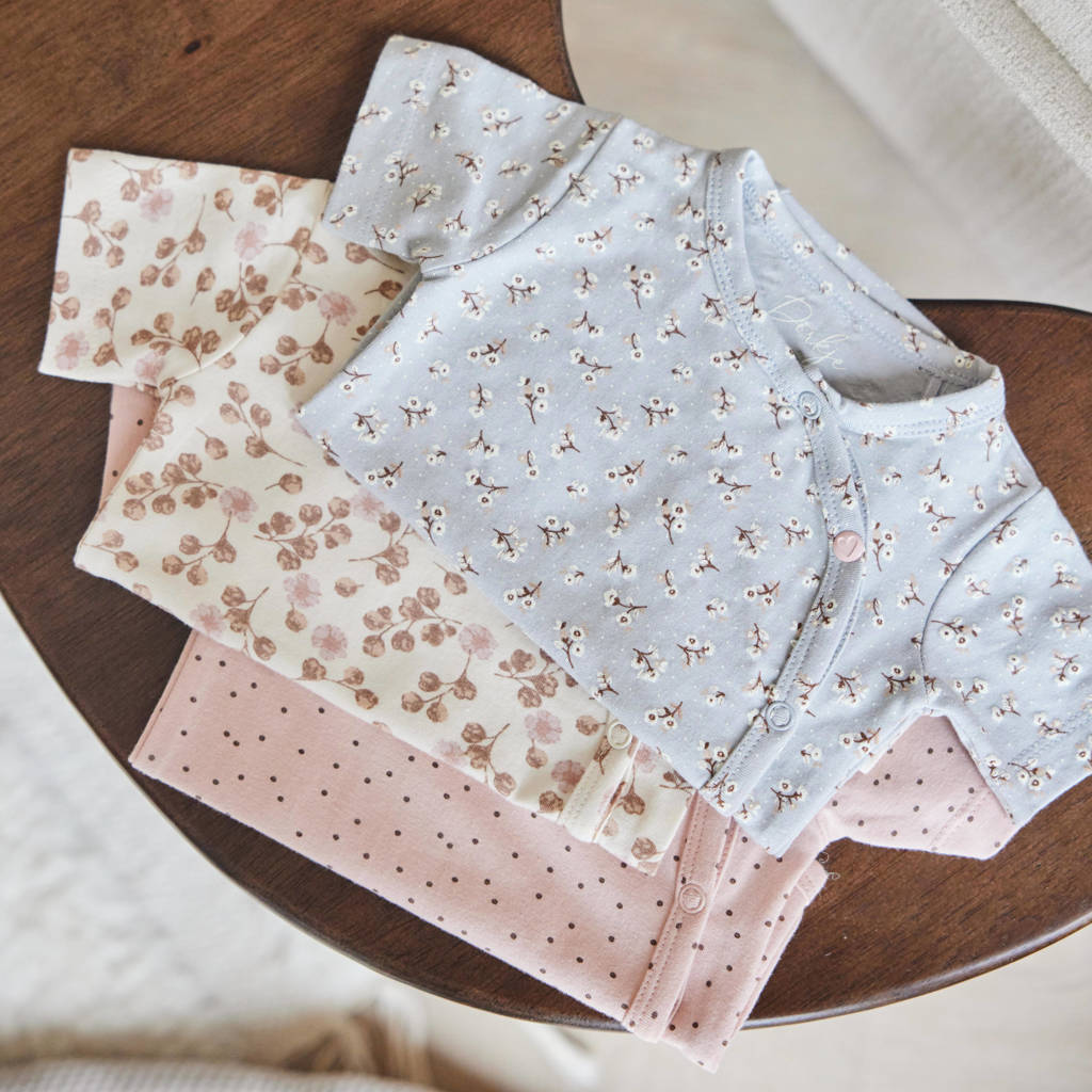 Dirkje romper - set van 3 roze/offwhite