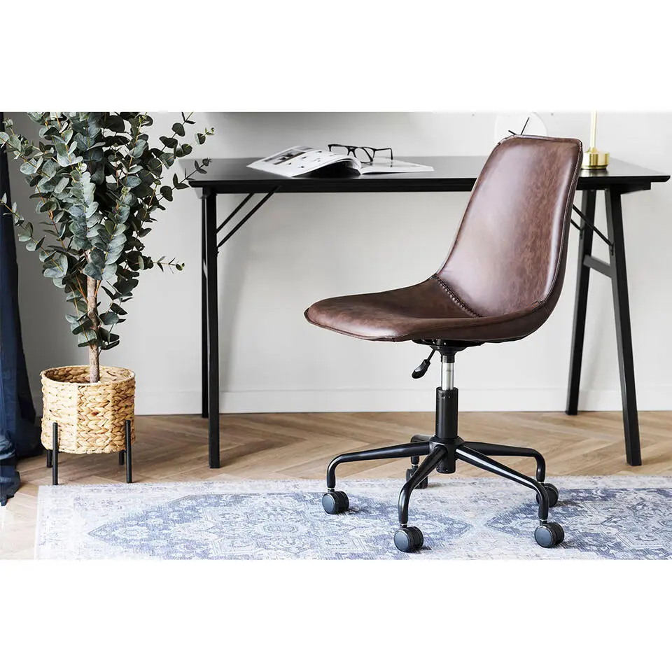 Bureaustoel Bruin PU Leer - Draaibaar - 56x48x83,5-93cm - Monaco