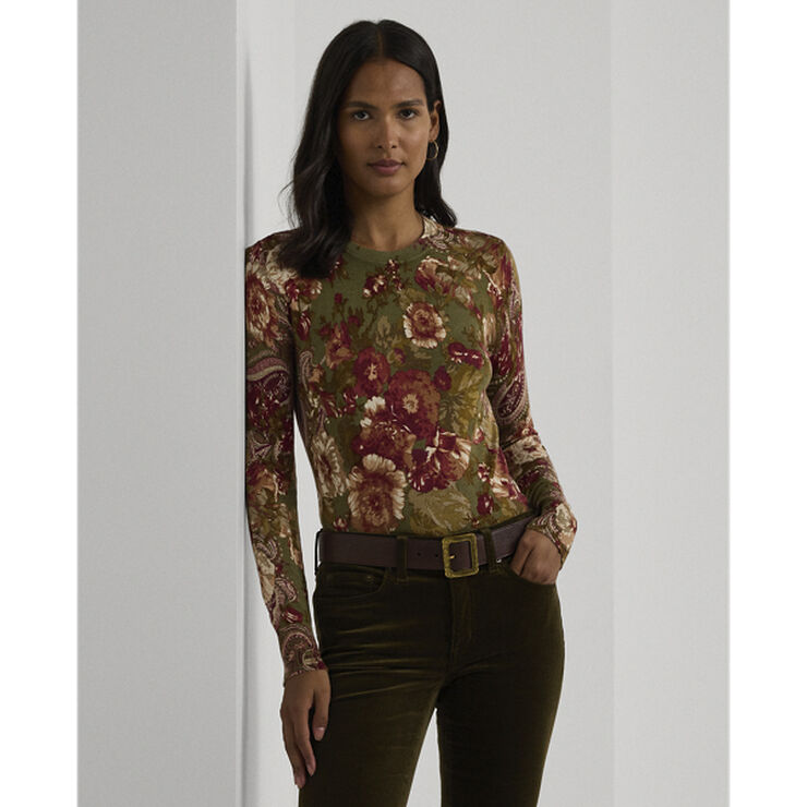 Lauren Ralph Lauren COTTON MODAL-LS SWEATER Olive multi