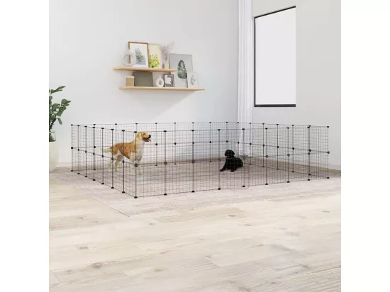 Cage animaux de compagnie à 60 panneaux et porte Noir 35x35 cm