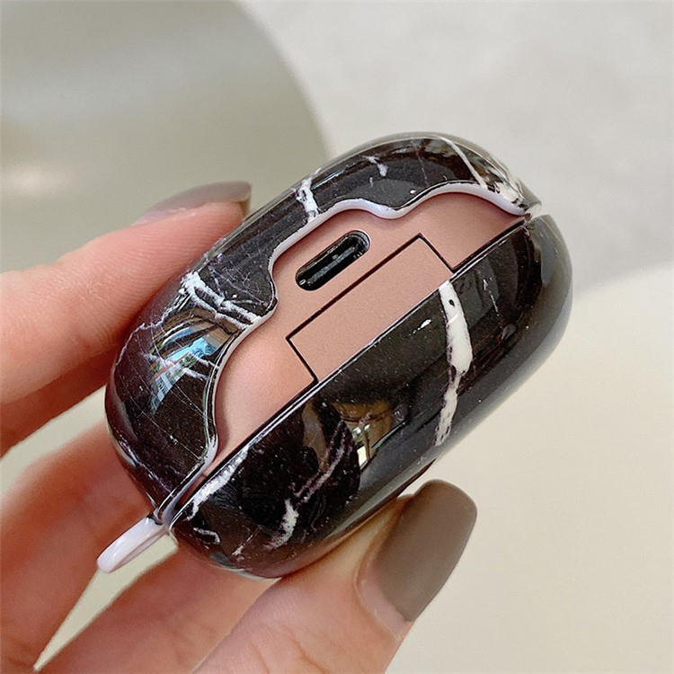 Samsung Galaxy Buds FE / Buds2 Pro / Buds2 / Buds Live / Buds Pro Hardcase Schutzhülle Abdeckung Marble Marmor - Schwarz / Grau