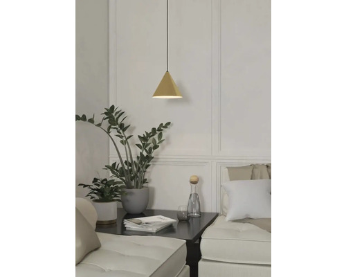 Hanglamp, 1-lichts, HxØ 110x22 cm, zwart/goud/messing