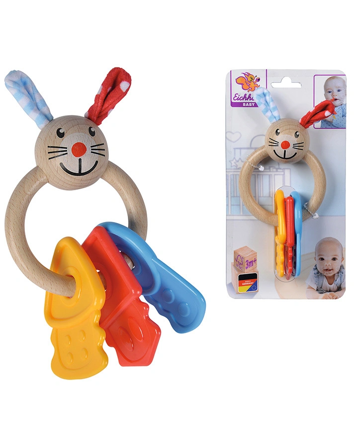 Beißring BUNTER HASE aus Holz