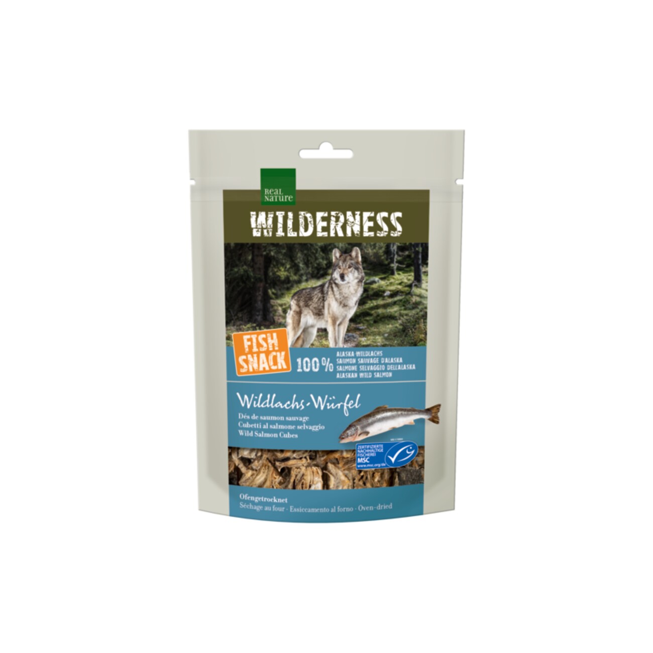REAL NATURE WILDERNESS Fish Snack Wildlachs-Würfel, 70 g