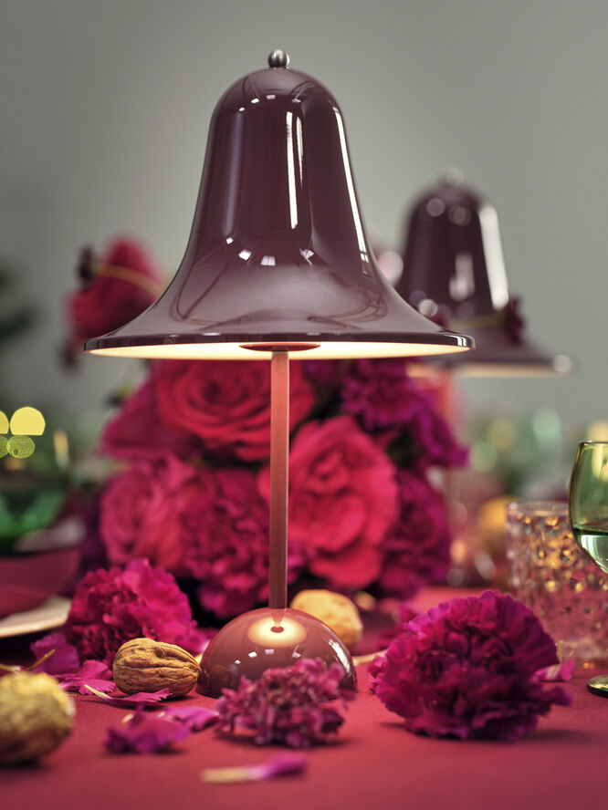 Verpan Pantop Ø18 Portable Table Lamp Burgundy