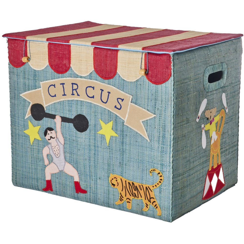 Køb Rice Raffia Opbevaring Box Med Circus Theme - Extra Large - Foldable