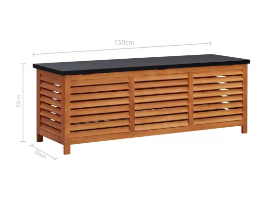 Boîte de rangement de jardin 150x50x55 cm Eucalyptus solide