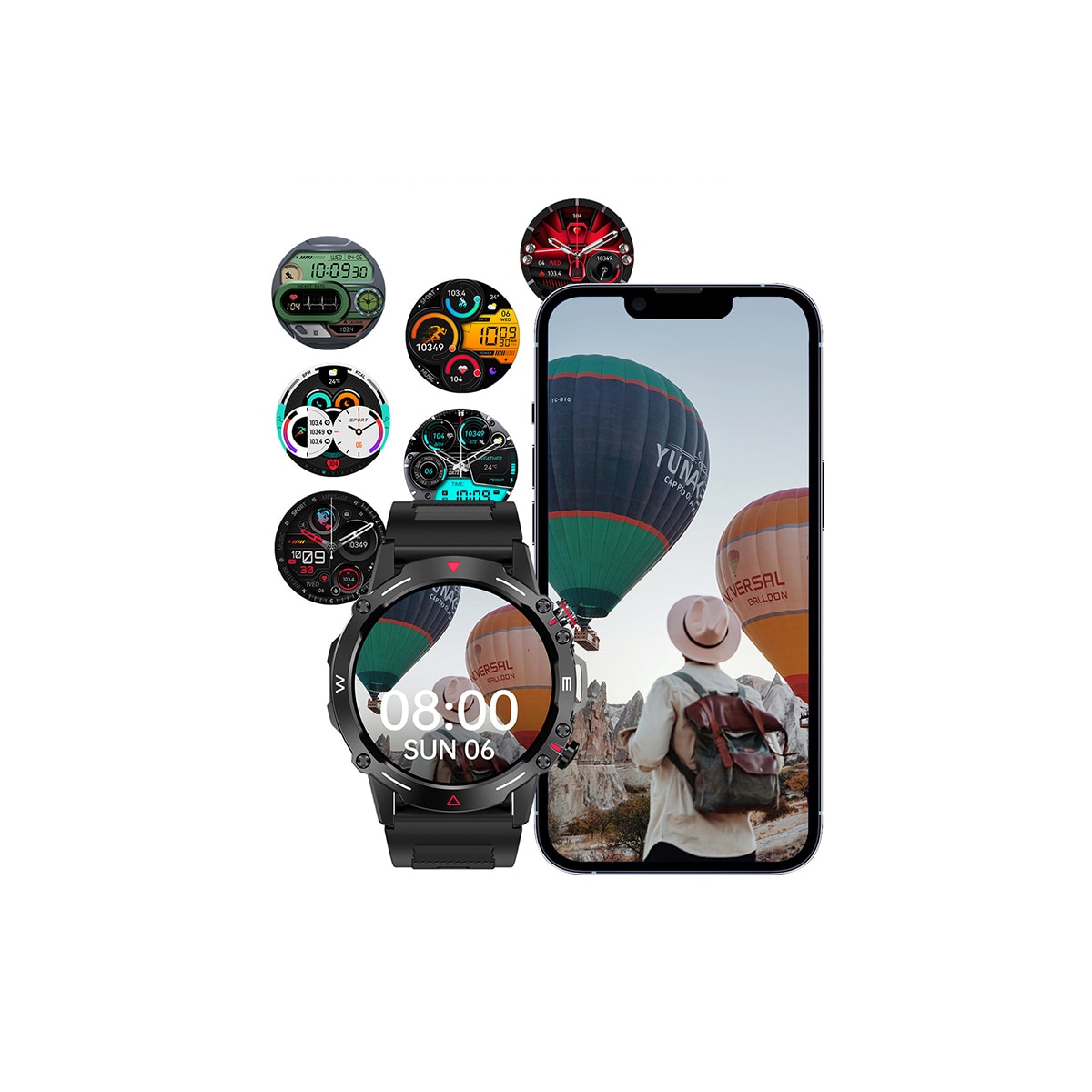 Smartklokke / sportsklokke med Bluetooth-anrop Sort