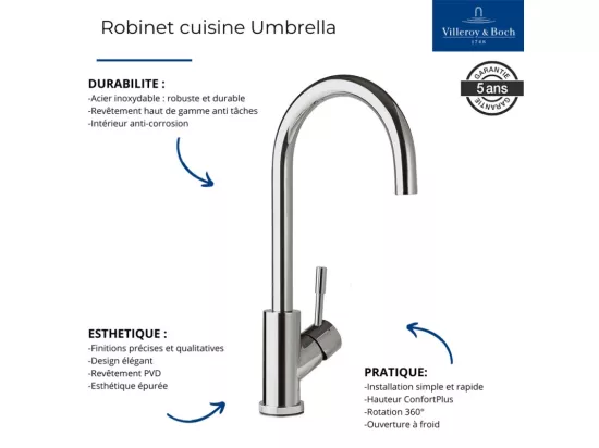 Robinet cuisine VILLEROY ET BOCH Umbrella bronze + nettoyant