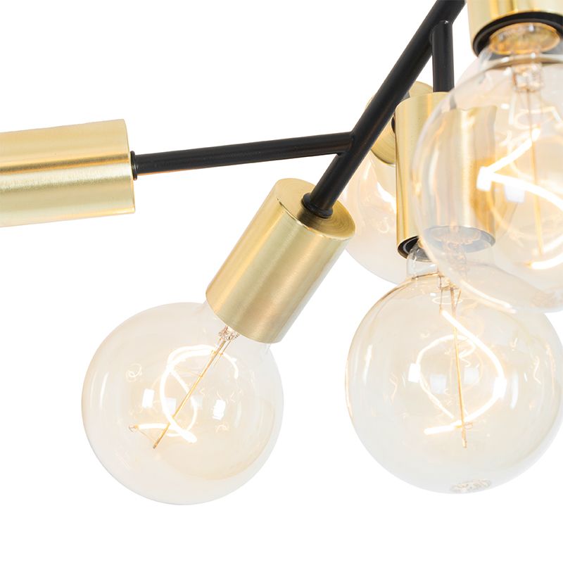 Design plafondlamp zwart met goud 12-lichts - Juul
