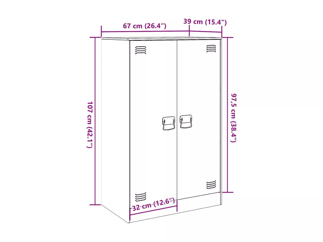 Buffet rose 67x39x107 cm acier