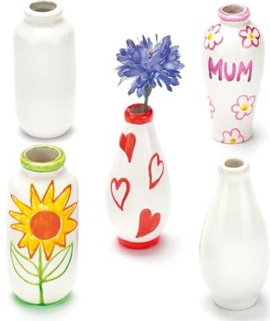 Baker Ross - Mini Porseleinen Vazen - Witte - Verpakking van 6 Stuks