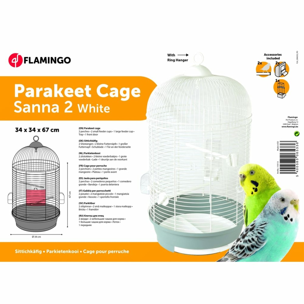 Cage à perruches sanna 2 34x34x67 cm blanc