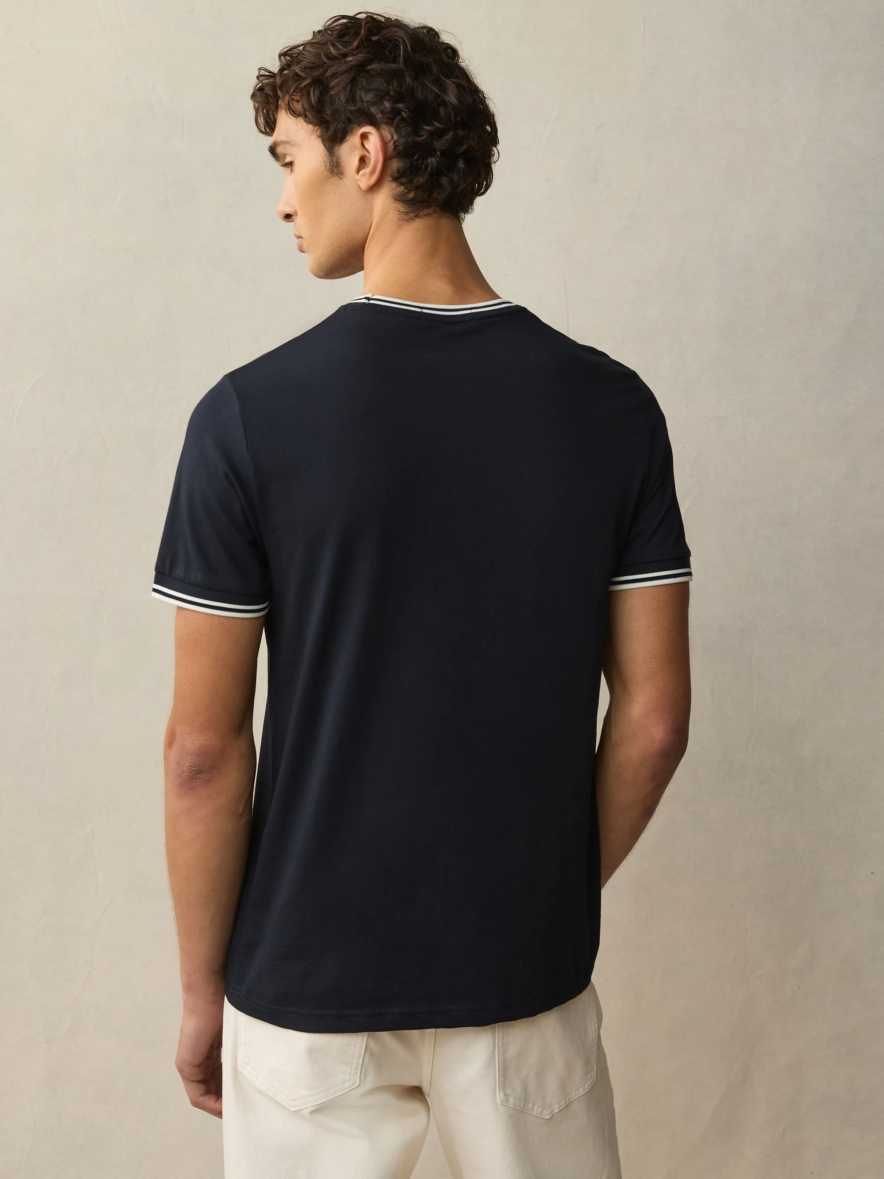 Donkerblauw - Fred Perry - T-shirt met twee contrasterende logo's