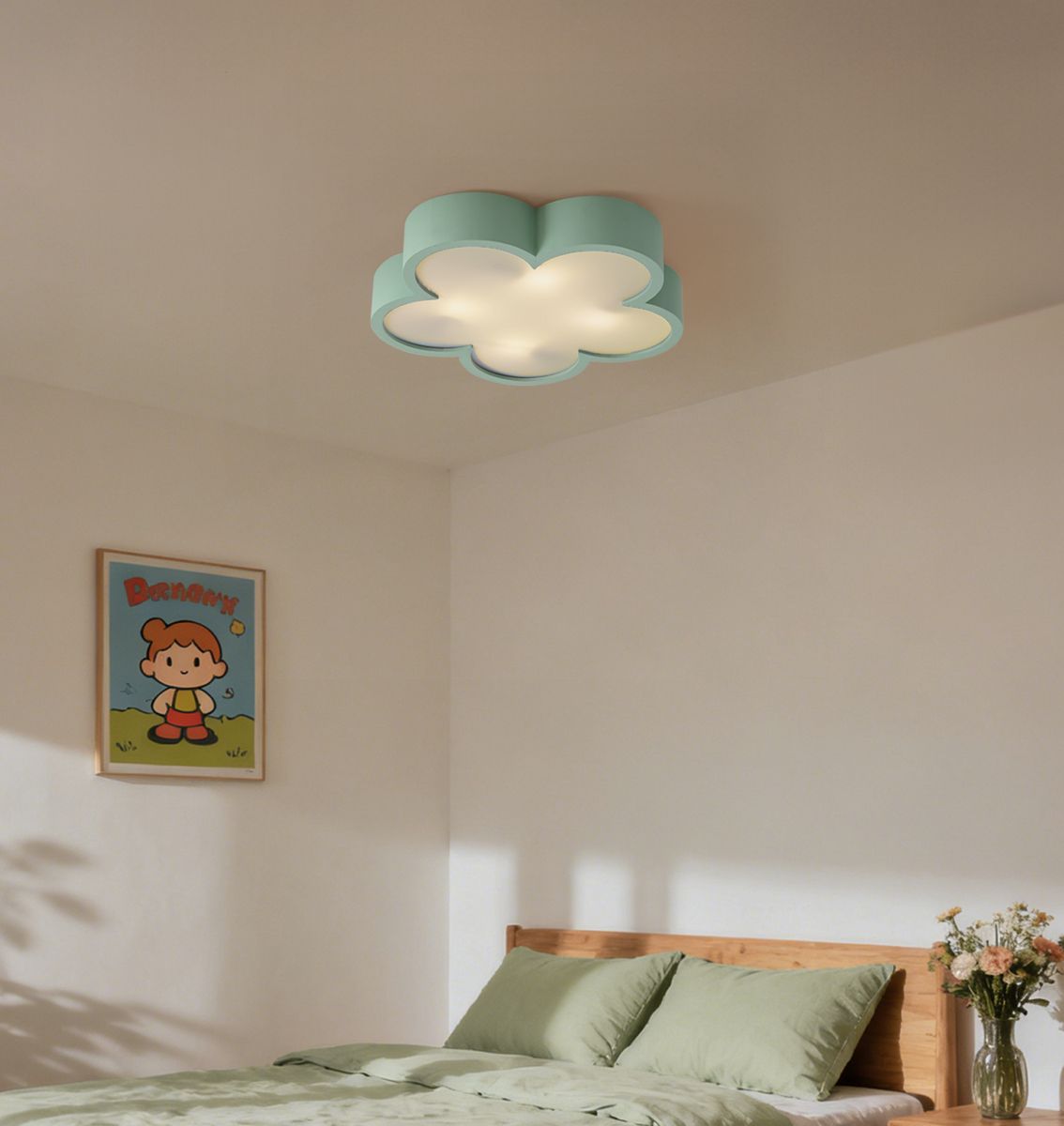 Kinder plafondlamp groen met wit - Lucille