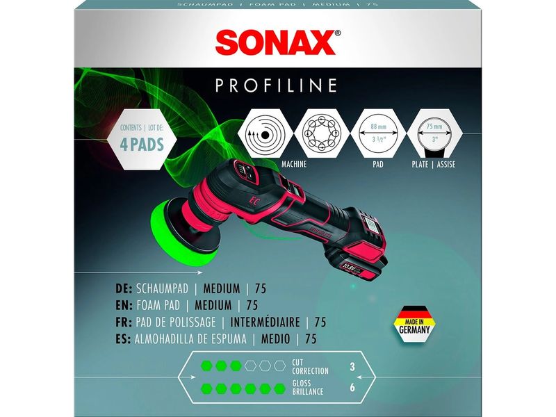Sonax PROFILINE Polierpad, medium , Ø 90 mm, 4 Stück Profi-Zubehör mit hohen Ansprüchen