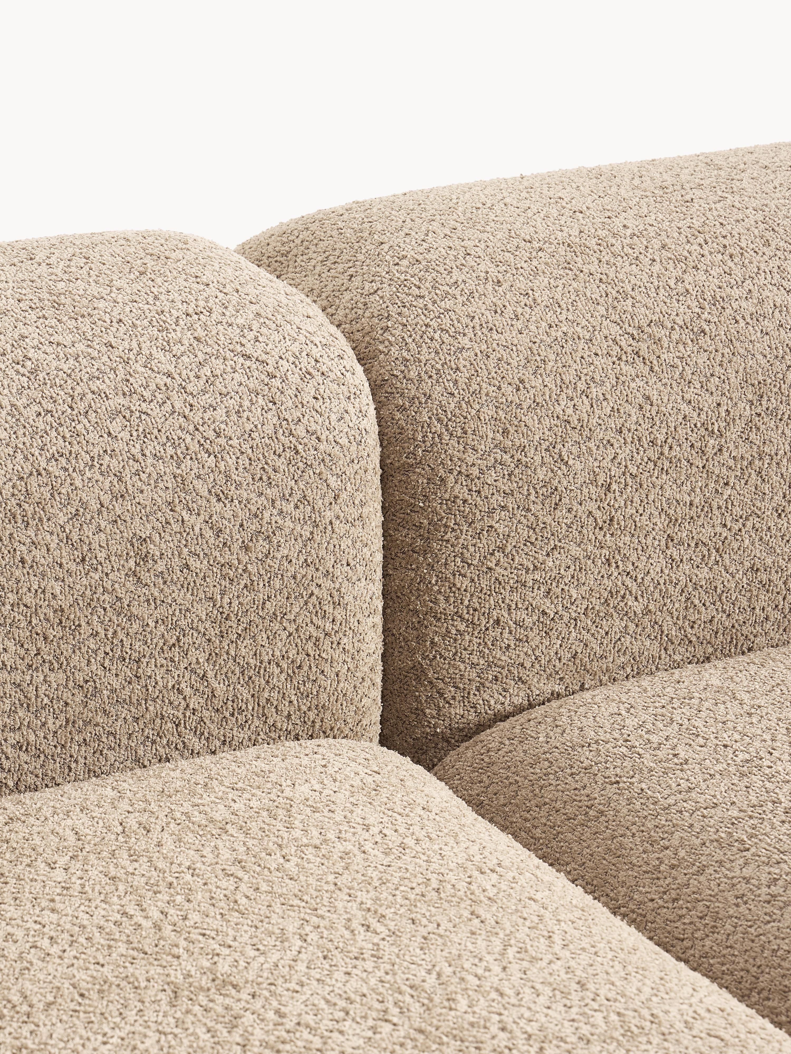 Modulaire chaise longue Natalie van teddy-bouclé met poef (links/rechts)