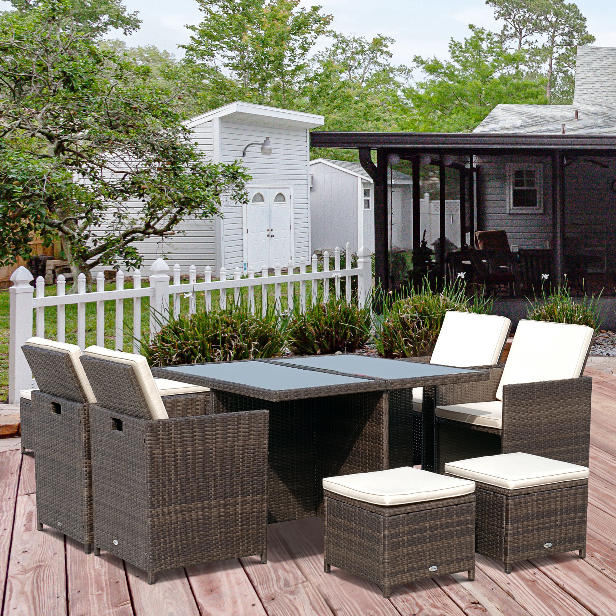 Outsunny Polyrattan Gartenmöbel als 21-tlg. Set braun, cremeweiß