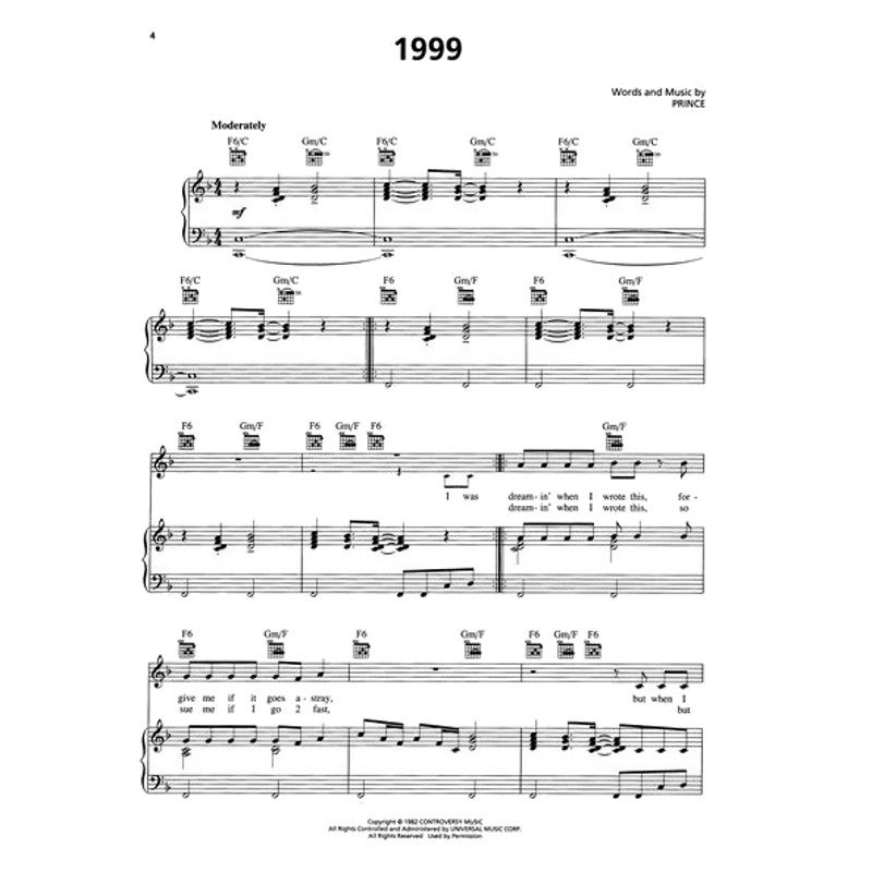 Hal Leonard - Prince: 1999 (PVG) songbook